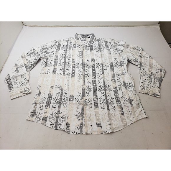 Deer Lady Mens Shirt Short Sleeve Collared Button Up Floral Print White Size XL - Picture 1 of 10